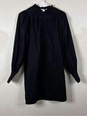 Black Shift Dress 100% Cotton Sz XS Goth Victorian Dark Academia Buttons